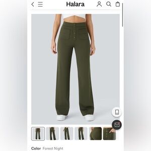 HALARA Olive High-Rise Wide-Leg Pants